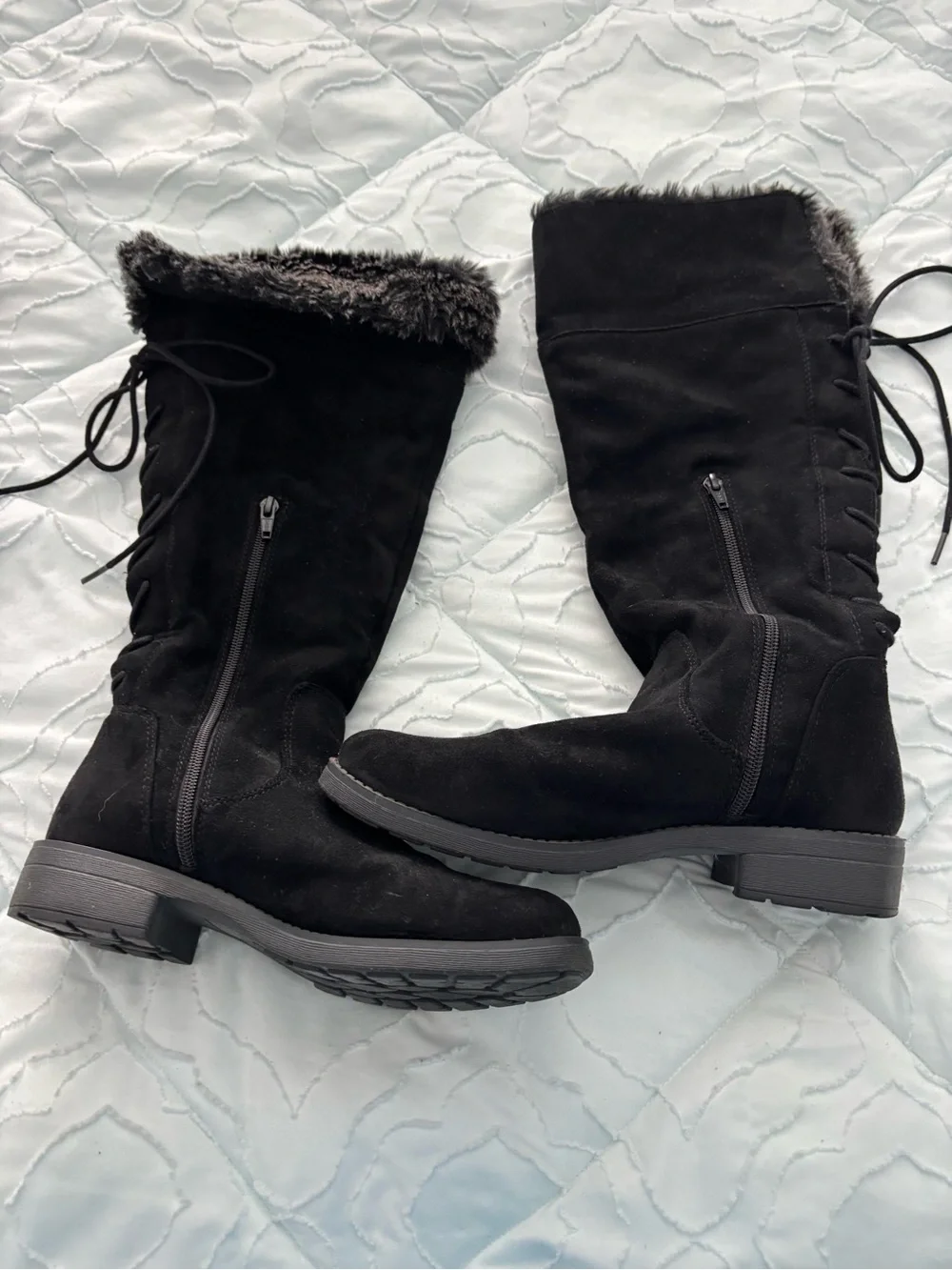 Target Black Faux-Fur Trim Knee-High Winter Boots